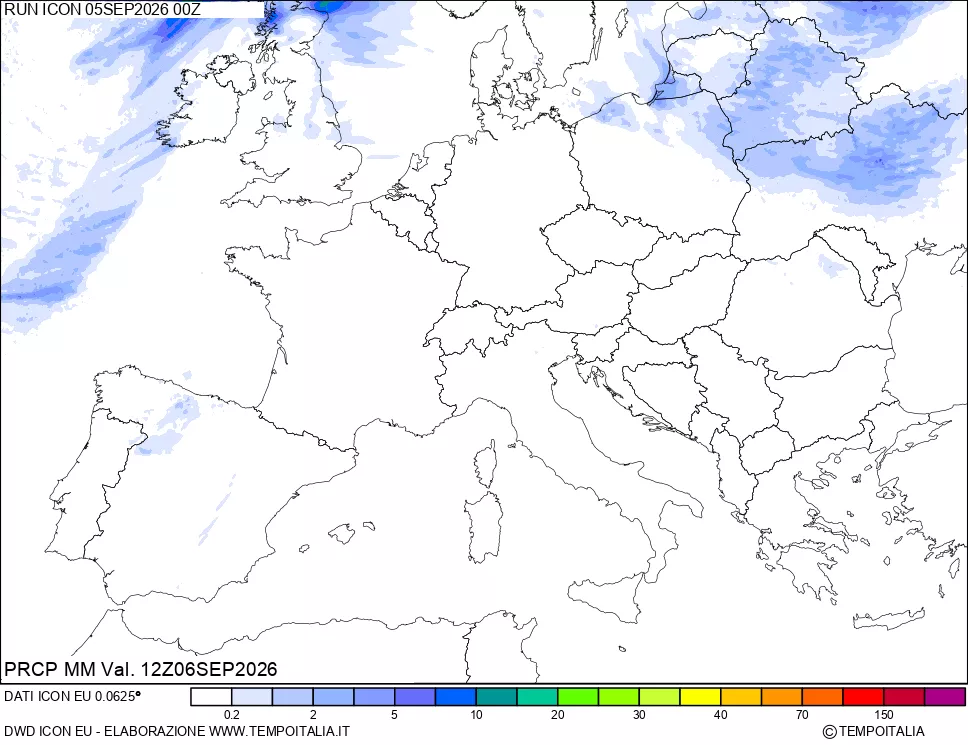 mappa Precipitazioni 24 ore precedenti