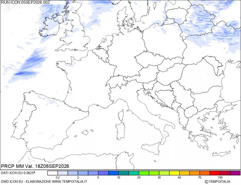 mappa Precipitazioni 24 ore precedenti