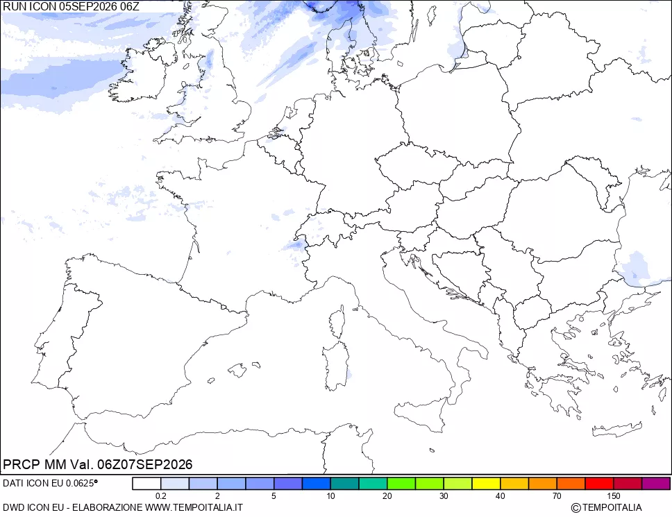 mappa Precipitazioni 24 ore precedenti