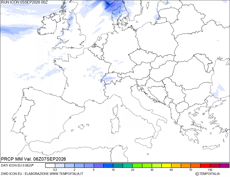 mappa Precipitazioni 24 ore precedenti