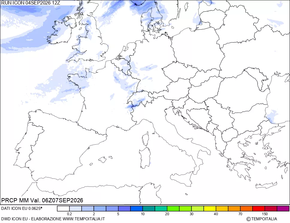 mappa Precipitazioni 24 ore precedenti