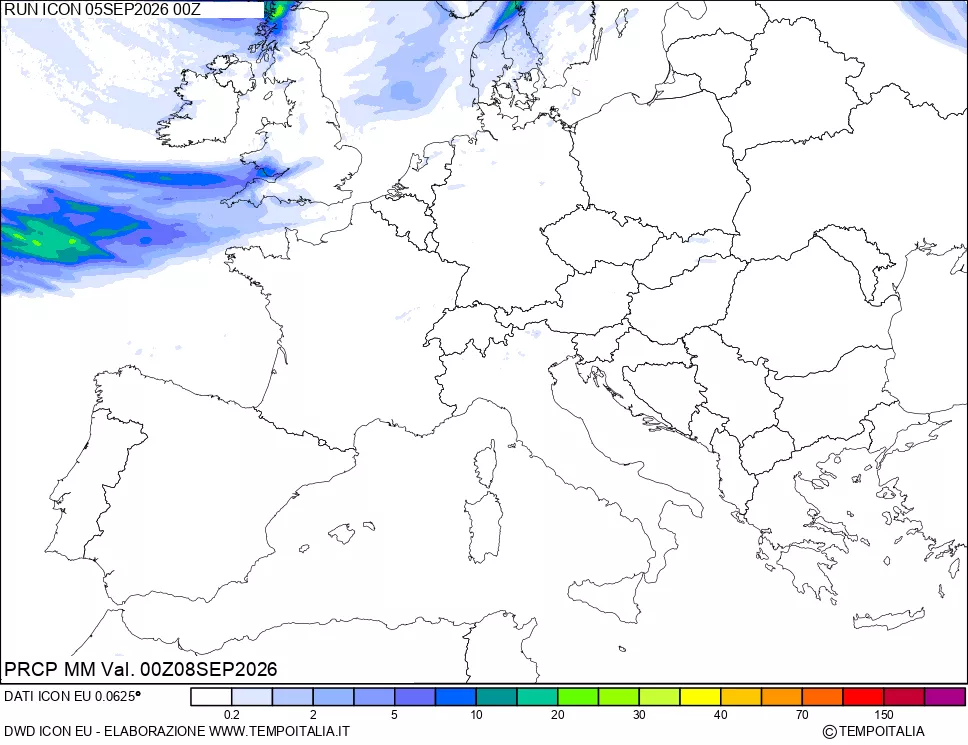 mappa Precipitazioni 24 ore precedenti