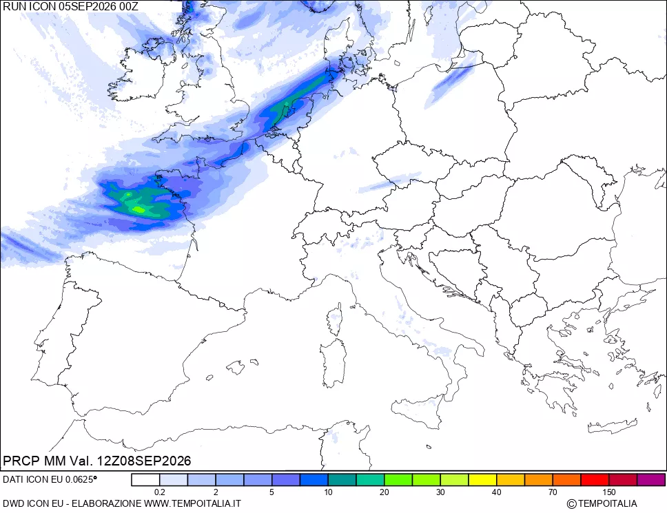 mappa Precipitazioni 24 ore precedenti