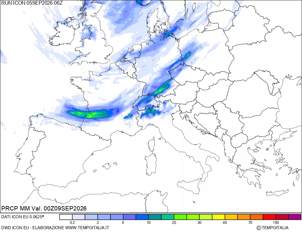 mappa Precipitazioni 24 ore precedenti