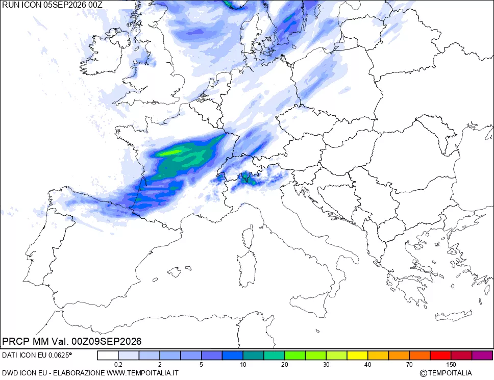 mappa Precipitazioni 24 ore precedenti