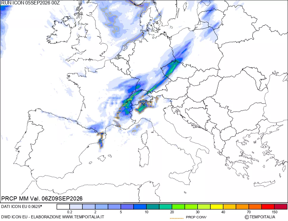 mappa Precipitazioni totali e convettive