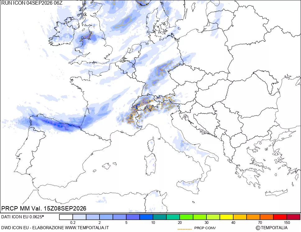 mappa Precipitazioni totali e convettive