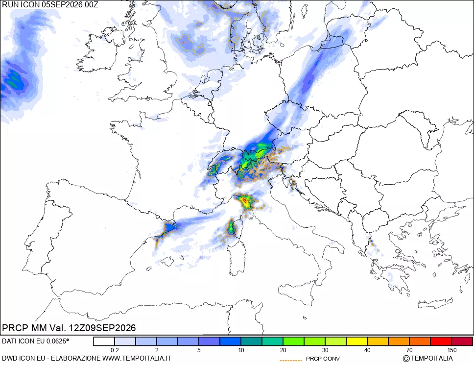 mappa Precipitazioni totali e convettive
