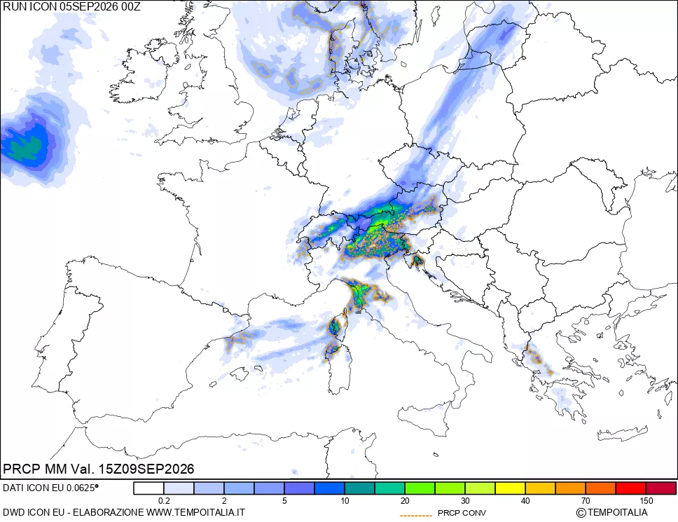 mappa Precipitazioni totali e convettive