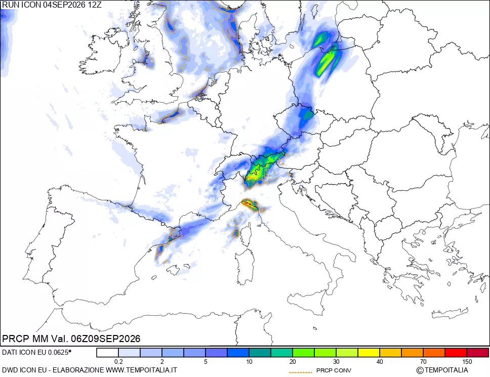mappa Precipitazioni totali e convettive