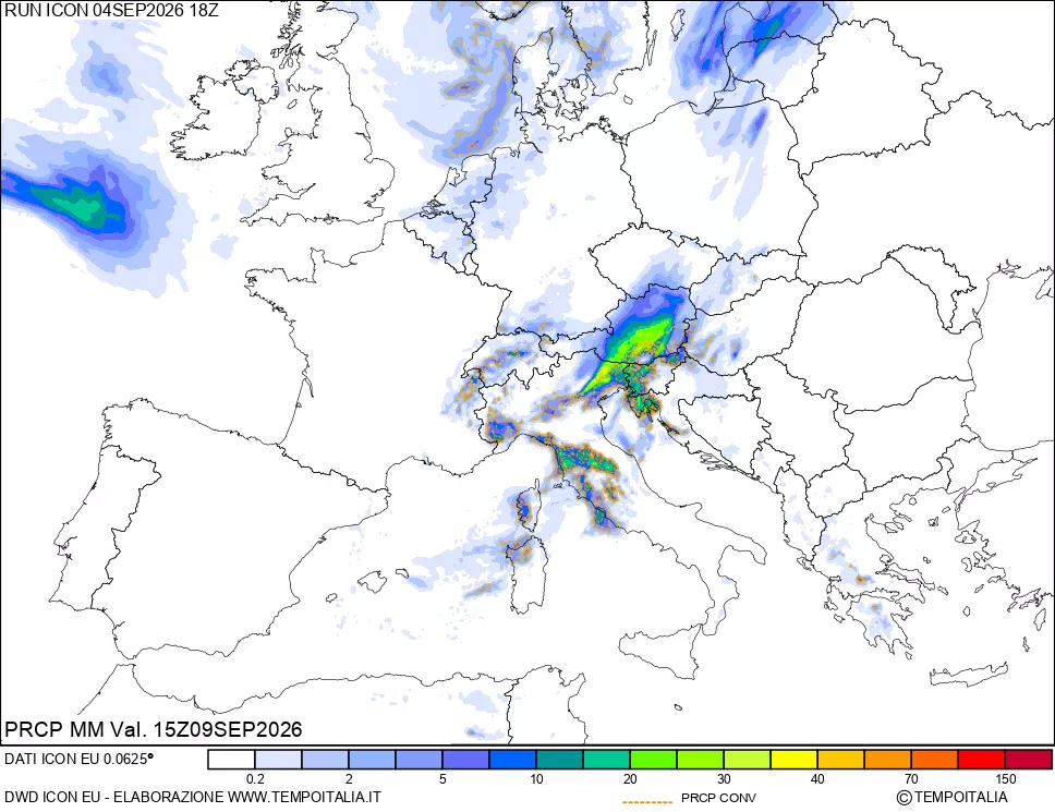 mappa Precipitazioni totali e convettive