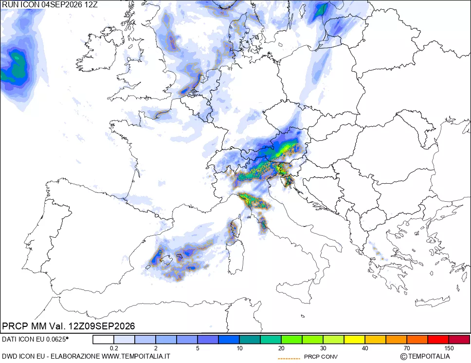 mappa Precipitazioni totali e convettive