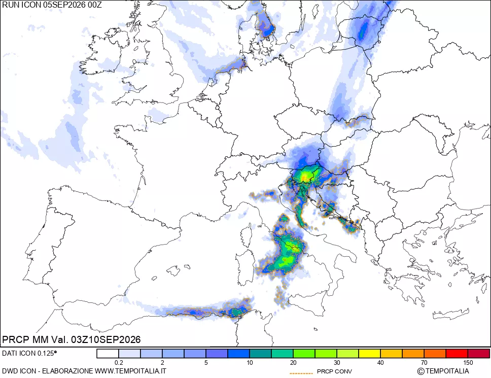mappa Precipitazioni totali e convettive