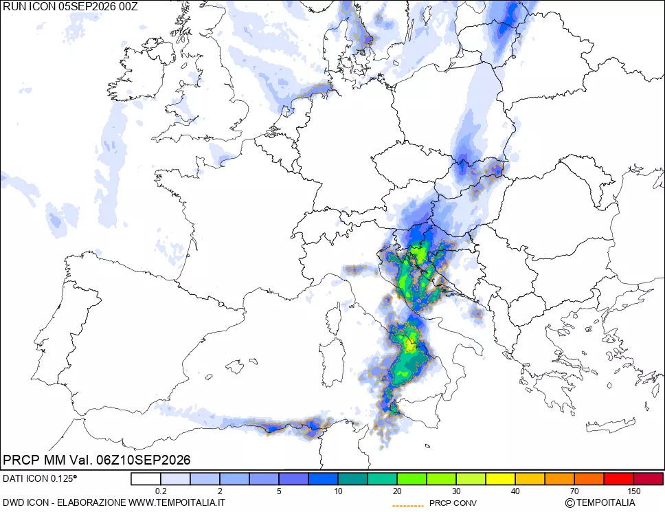 mappa Precipitazioni totali e convettive