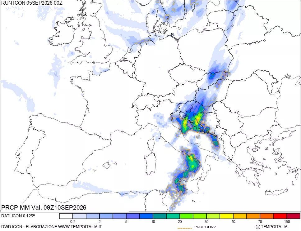 mappa Precipitazioni totali e convettive