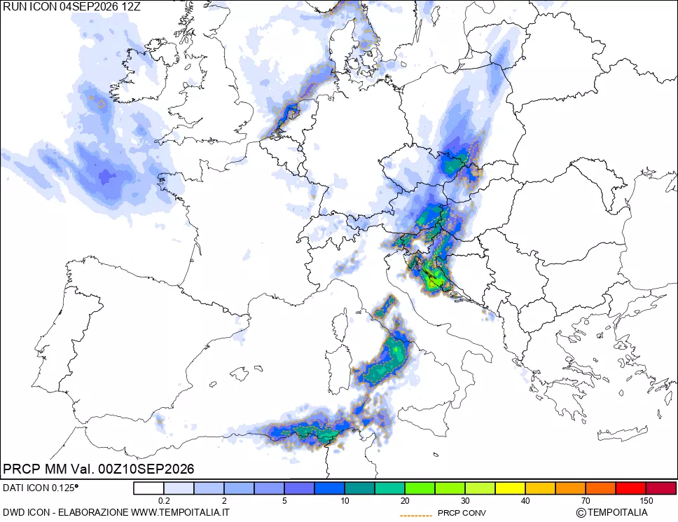 mappa Precipitazioni totali e convettive