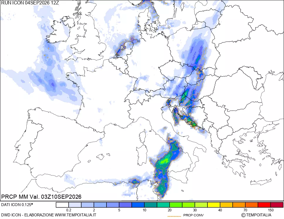 mappa Precipitazioni totali e convettive