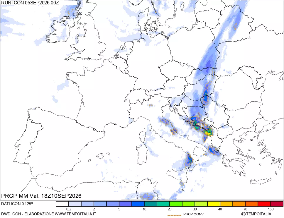 mappa Precipitazioni totali e convettive
