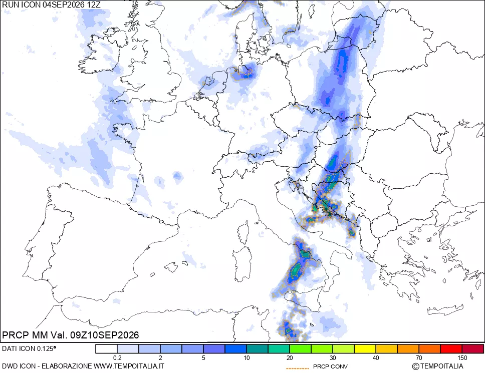mappa Precipitazioni totali e convettive