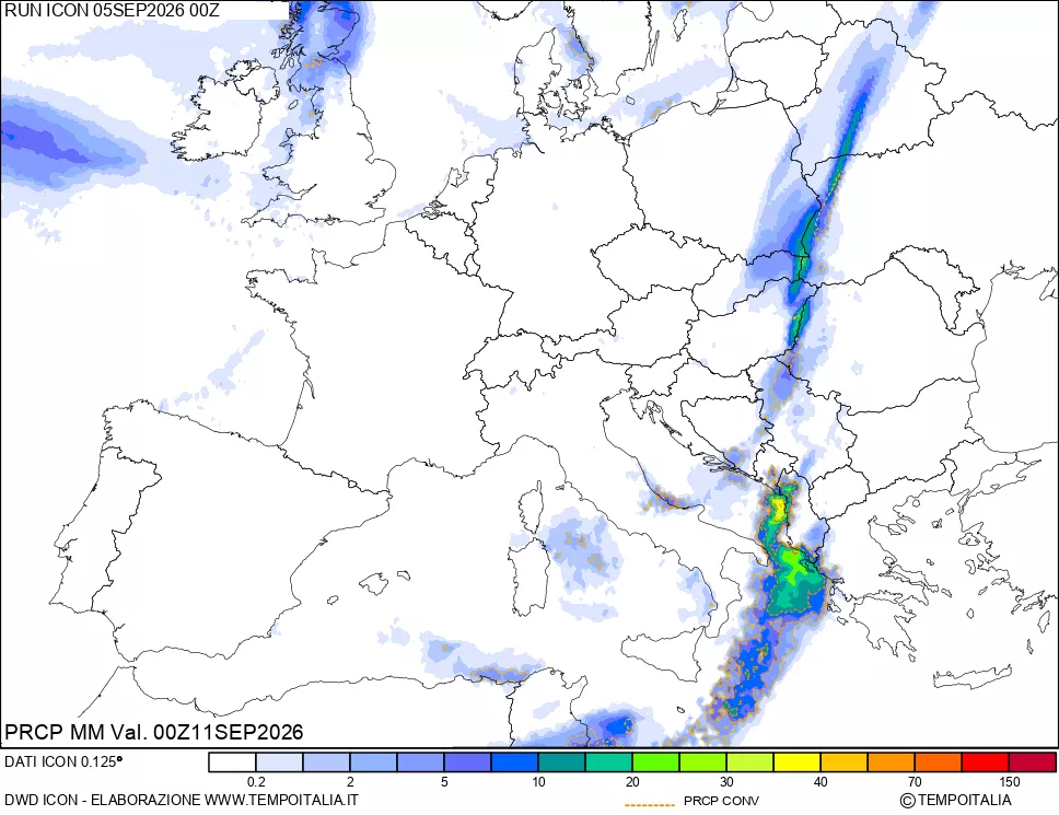 mappa Precipitazioni totali e convettive