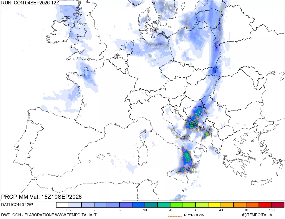 mappa Precipitazioni totali e convettive