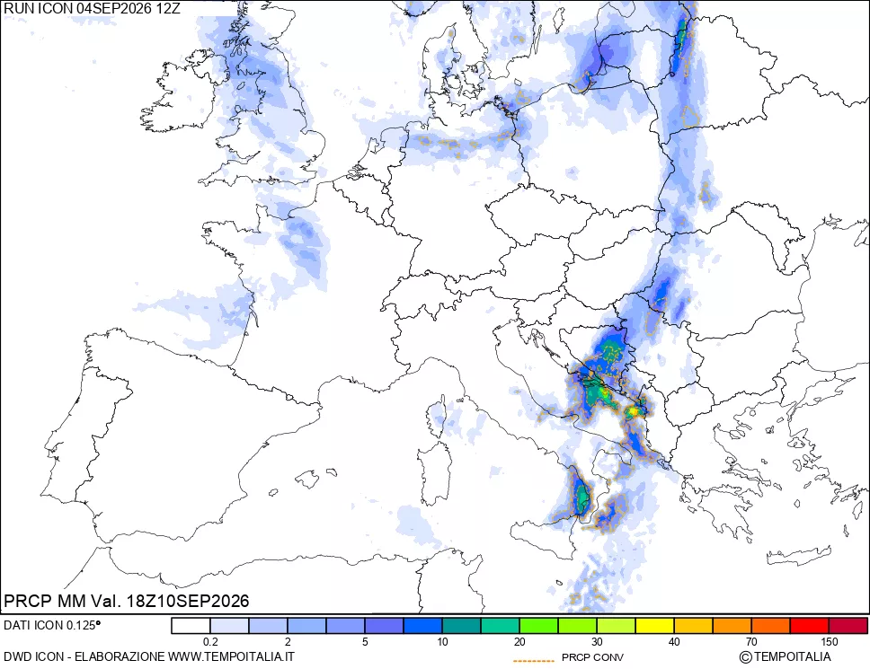 mappa Precipitazioni totali e convettive