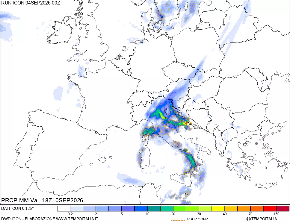 mappa Precipitazioni totali e convettive