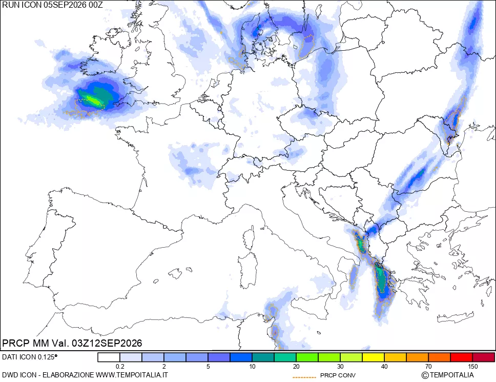 mappa Precipitazioni totali e convettive
