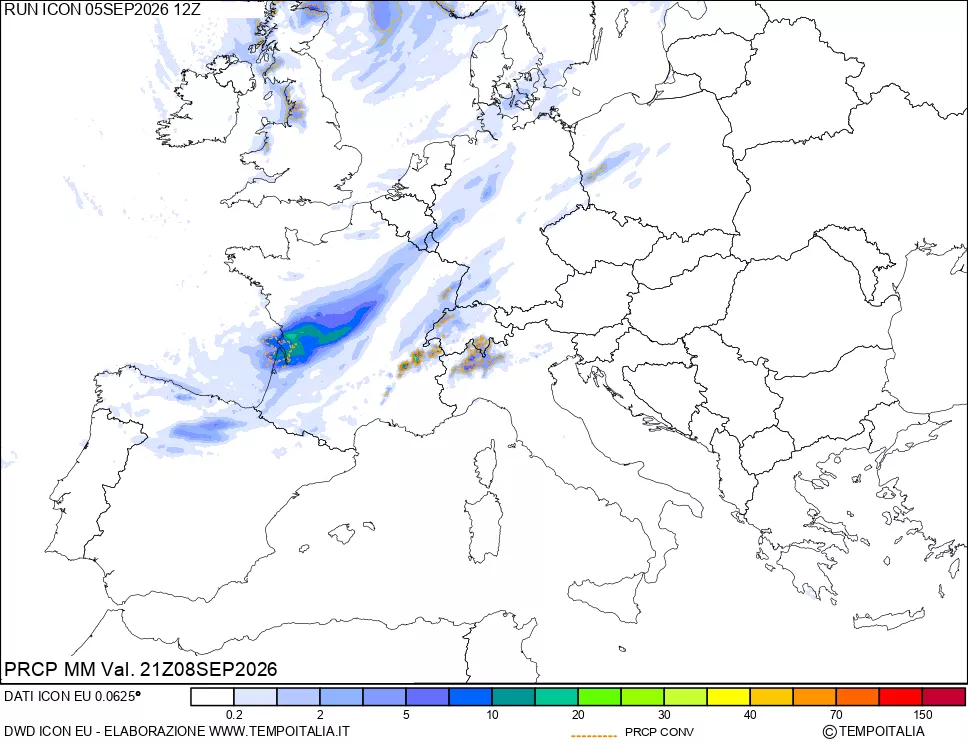 mappa Precipitazioni totali e convettive