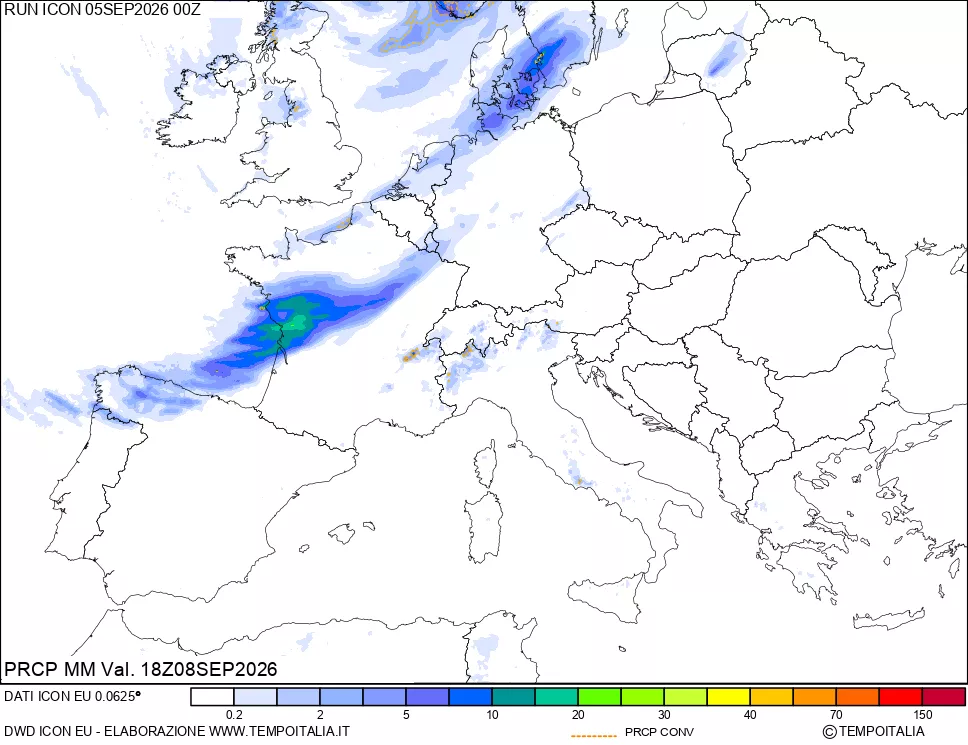 mappa Precipitazioni totali e convettive
