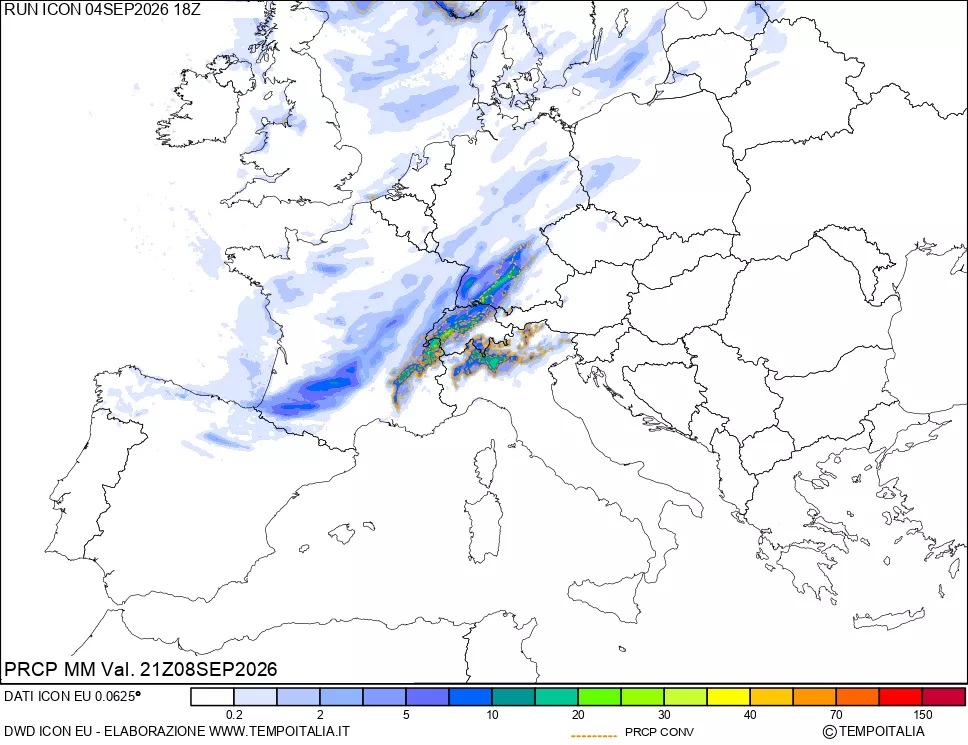 mappa Precipitazioni totali e convettive