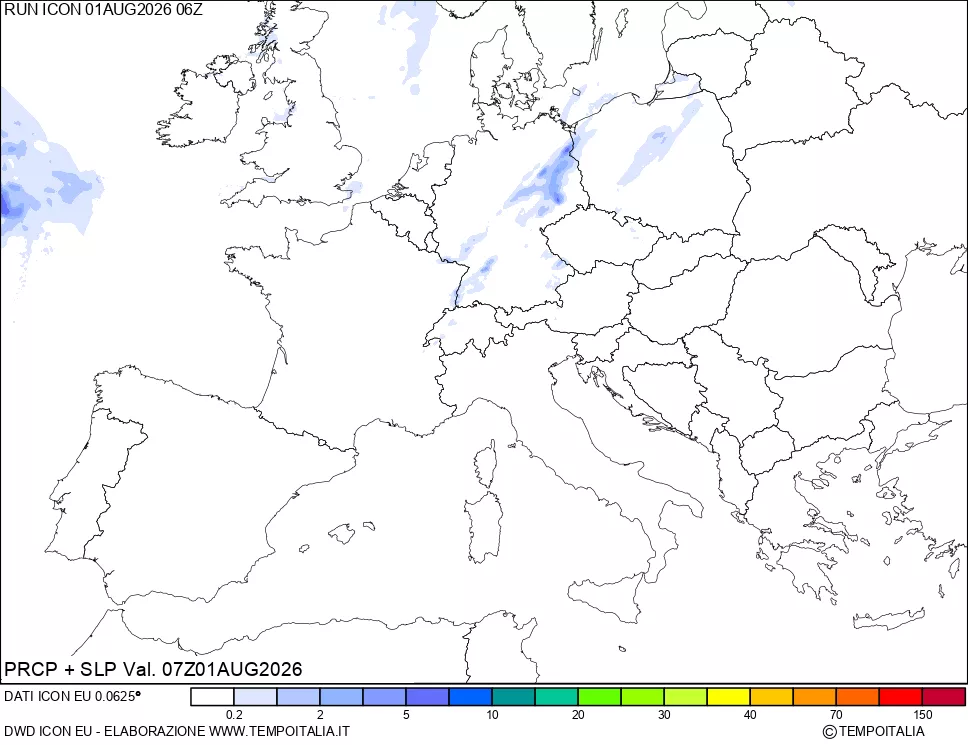 mappa Precipitazioni e pressione SLM