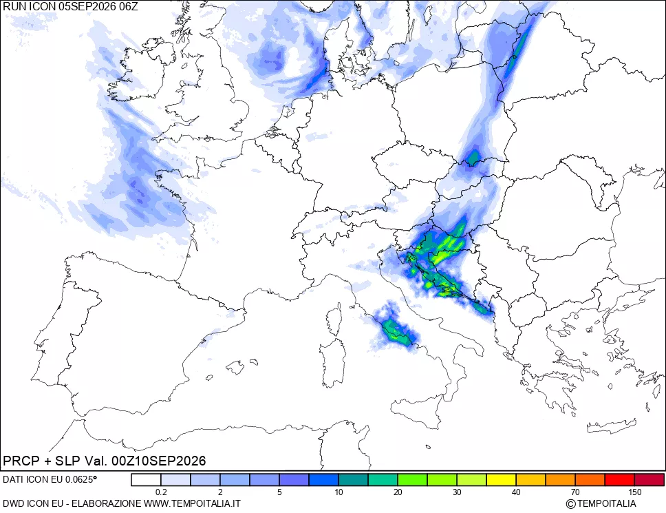 mappa Precipitazioni e pressione SLM