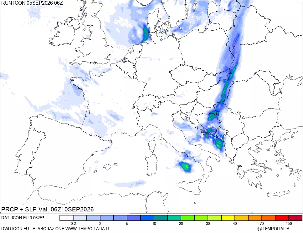 mappa Precipitazioni e pressione SLM