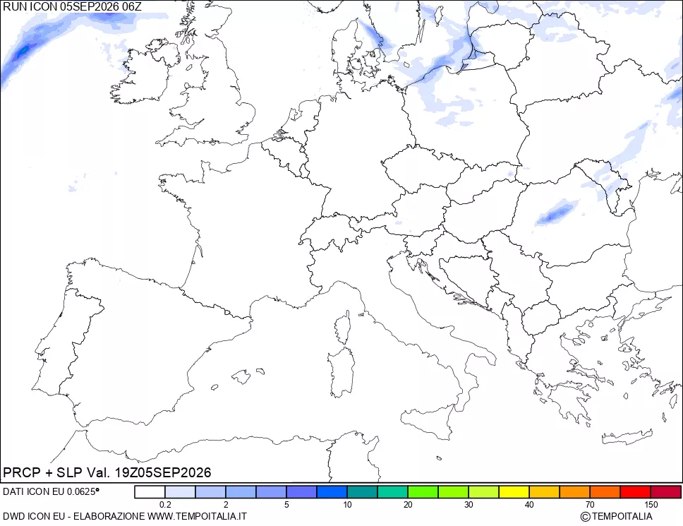 mappa Precipitazioni e pressione SLM
