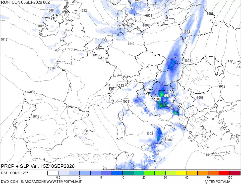 mappa Precipitazioni e pressione SLM