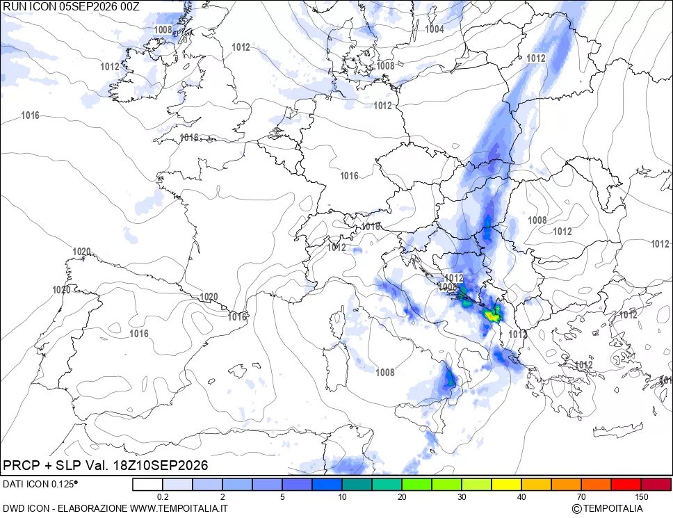 mappa Precipitazioni e pressione SLM