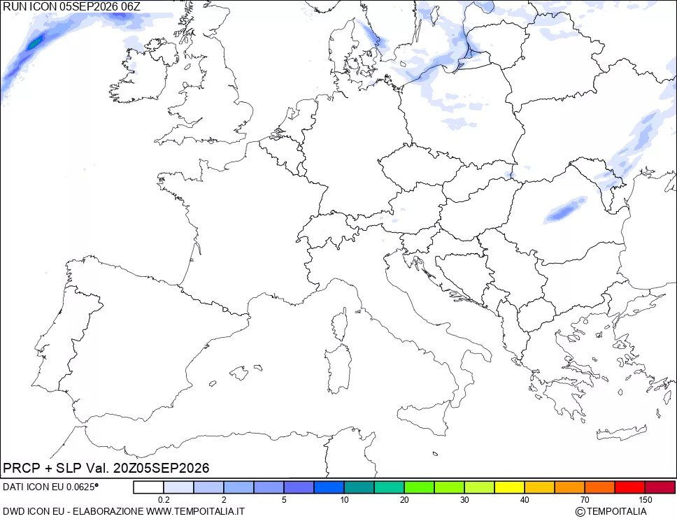 mappa Precipitazioni e pressione SLM