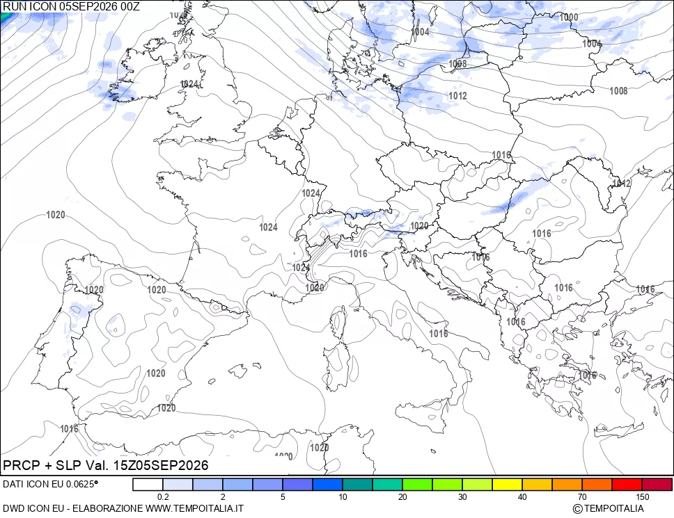 mappa Precipitazioni e pressione SLM