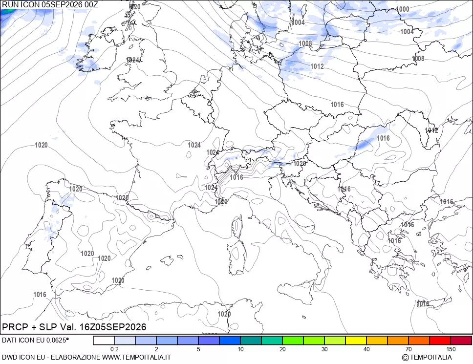 mappa Precipitazioni e pressione SLM