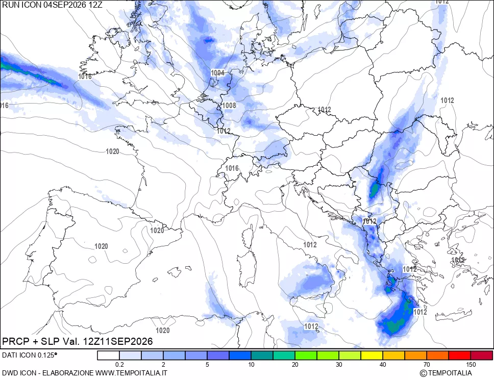 mappa Precipitazioni e pressione SLM