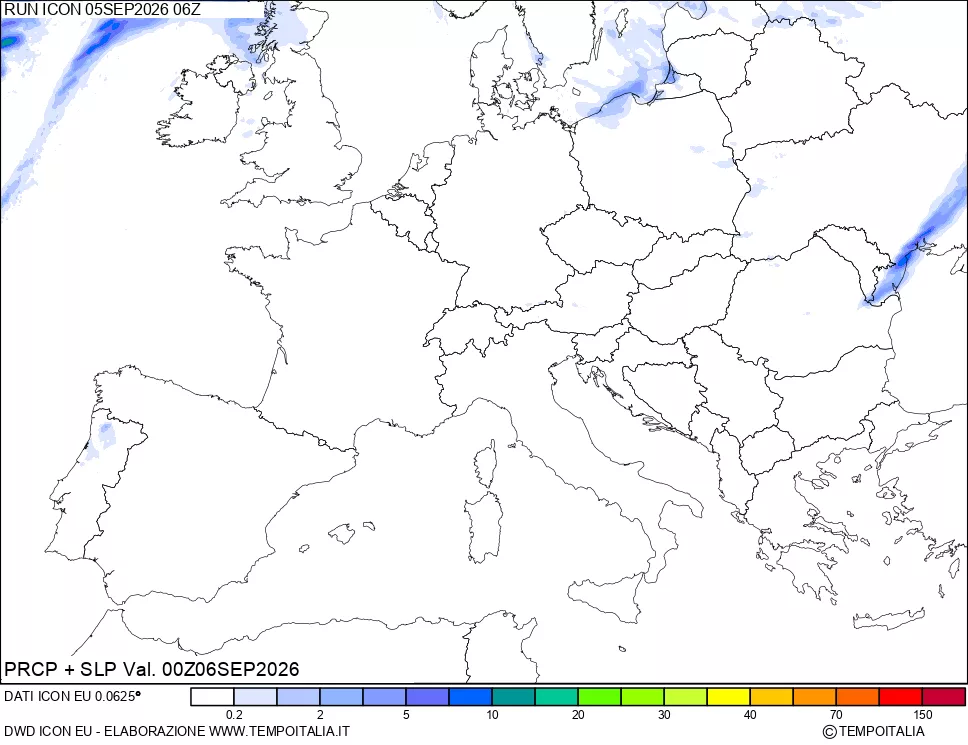 mappa Precipitazioni e pressione SLM