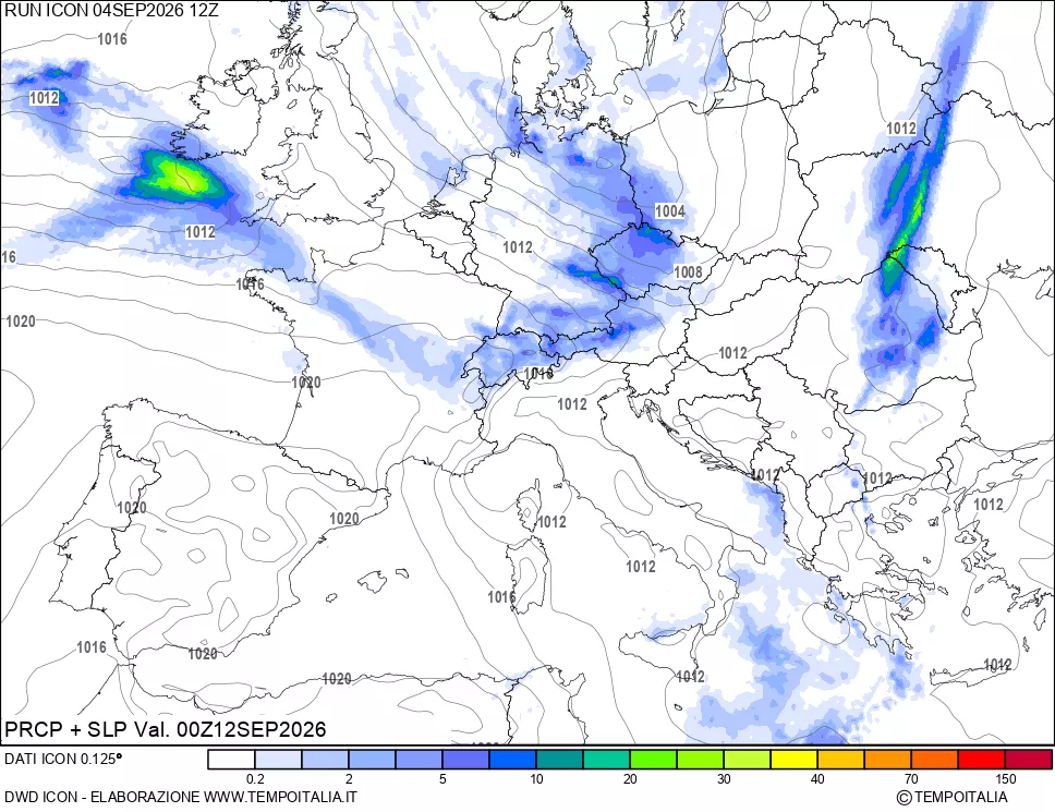 mappa Precipitazioni e pressione SLM