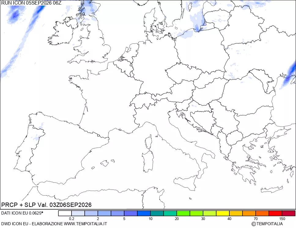 mappa Precipitazioni e pressione SLM