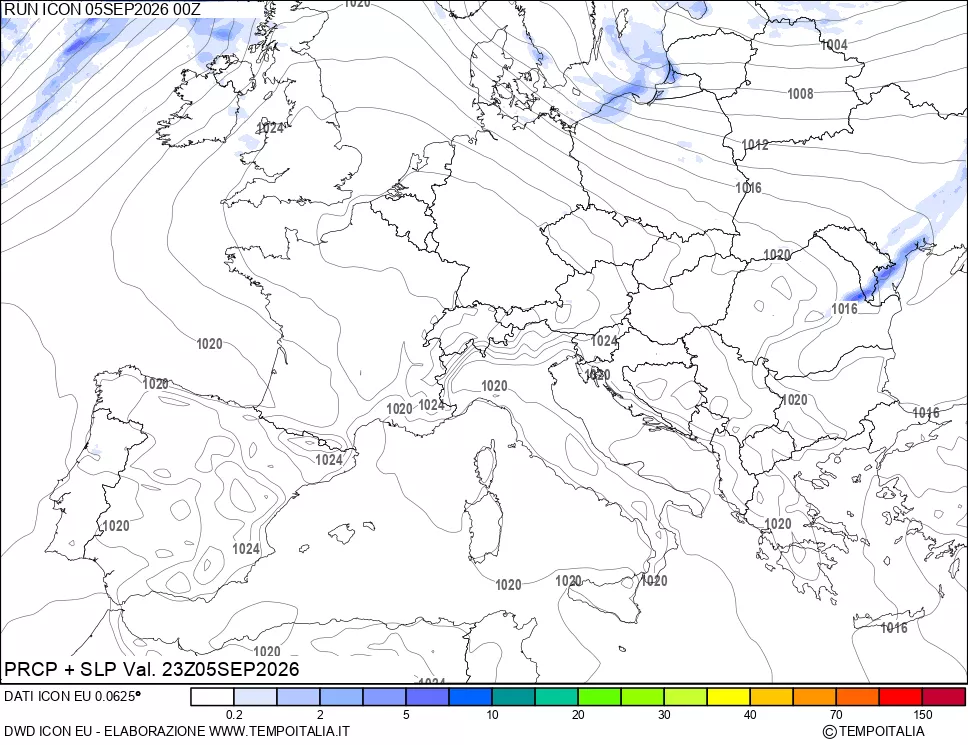 mappa Precipitazioni e pressione SLM