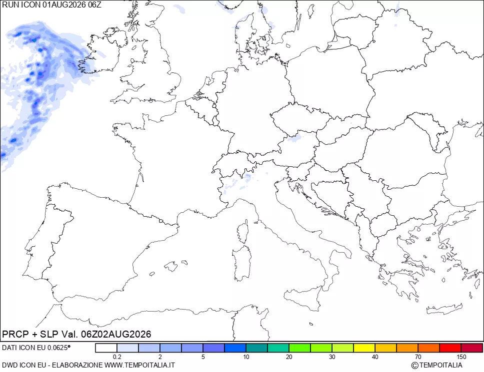 mappa Precipitazioni e pressione SLM