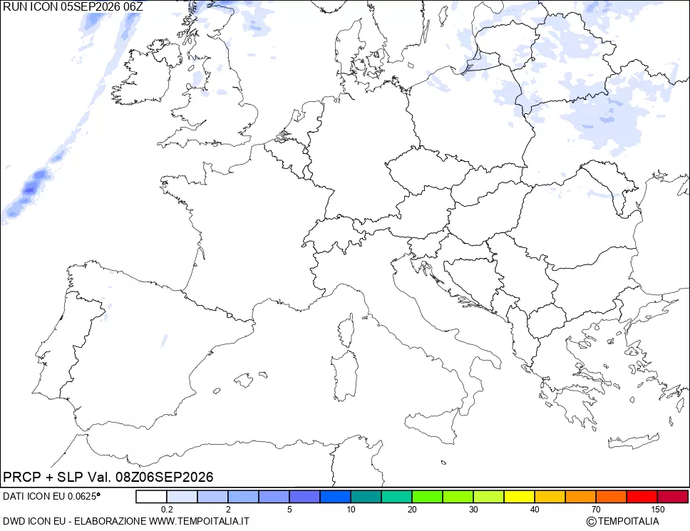 mappa Precipitazioni e pressione SLM