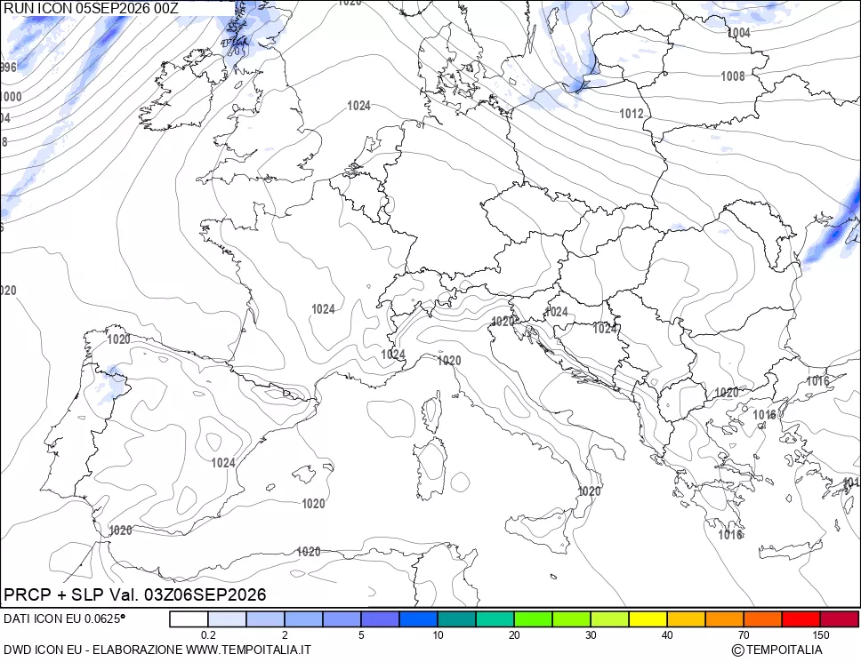 mappa Precipitazioni e pressione SLM