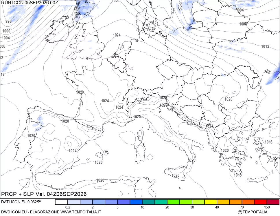 mappa Precipitazioni e pressione SLM