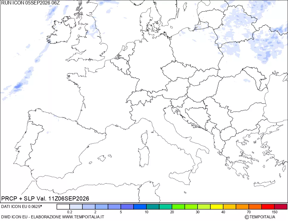 mappa Precipitazioni e pressione SLM